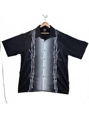 Y2K Dragonfly Roadhouse Barbed Wire Button Up XXL